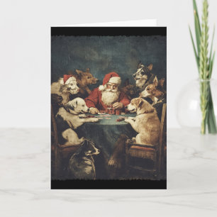 Christmas Santa Playing Cards Dogs Playing Poker 