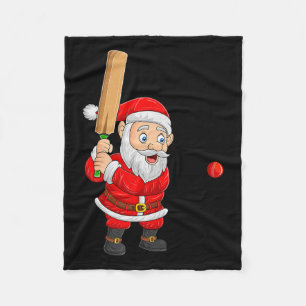 Christmas Santa Playing Cricket Xmas Funny Srts Pl Fleece Blanket