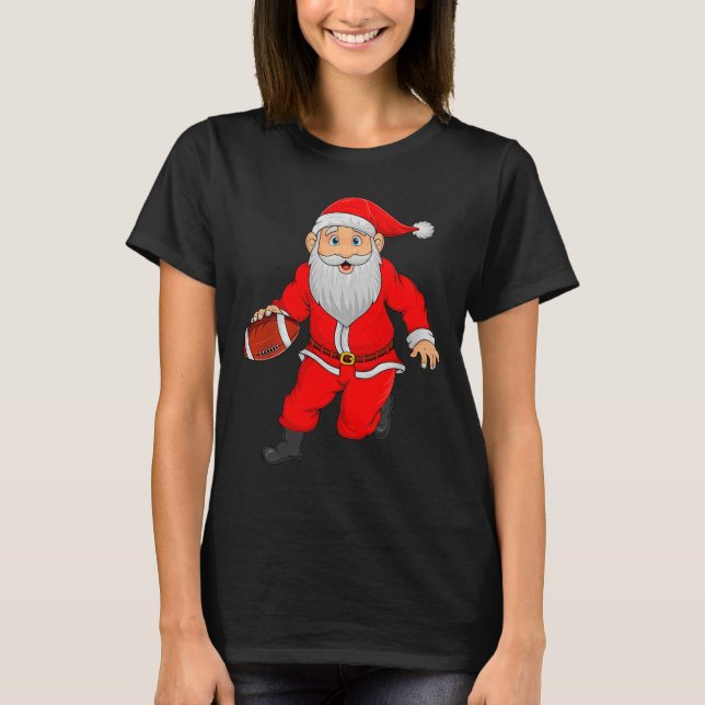 Christmas Santa Playing Football Xmas Funny Srts P T-Shirt (Front)