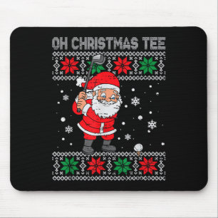 Christmas Santa Playing Golf Xmas Golfer For Mens  Mouse Pad