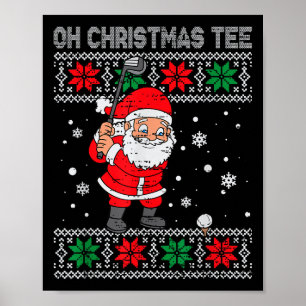 Christmas Santa Playing Golf Xmas Golfer For Mens  Poster