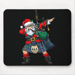Christmas Santa Playing Scottish Bagpes Funny Holi Mouse Pad