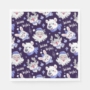 Christmas Santa Polar Bear Reindeer Paper  Napkin