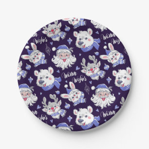 Christmas Santa Polar Bear Reindeer Paper Plate