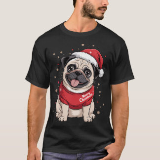 Christmas Santa Pug Merry Pugmas Santa Hat Cute Do T-Shirt