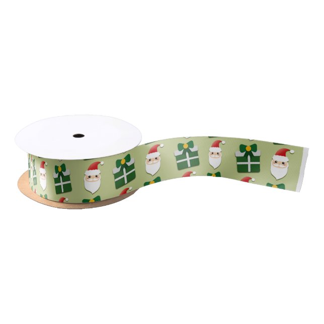 Christmas Santa Red and Green Festive Satin Ribbon (Spool)