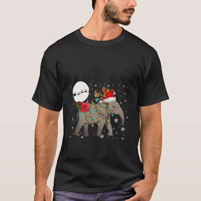 Christmas Santa Reindeer Elephant Matching Kids To T-Shirt (Front)