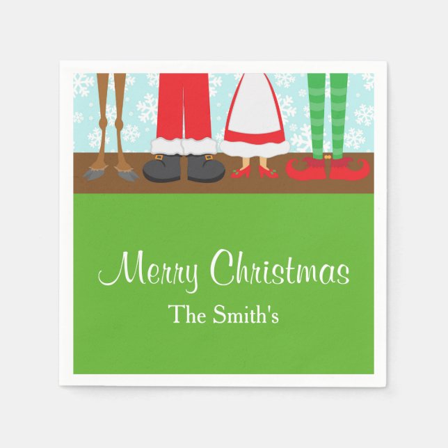 Christmas Santa Reindeer Feet Napkin (Front)