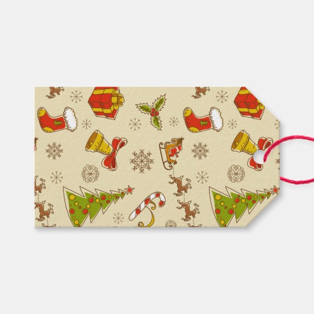 Christmas Santa & Reindeer Gift Tag (Front (Horizontal))