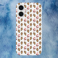 Christmas Santa Reindeer Pattern White