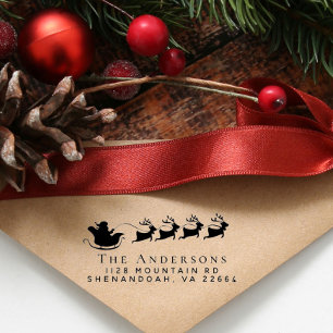 Christmas Santa Reindeer Return Address Self-inking Stamp