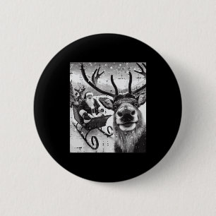 Christmas Santa Reindeer Selfie Funny Xmas Men Wom 6 Cm Round Badge