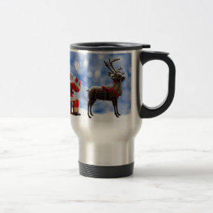Christmas Santa Reindeer Sledging Snow Travel Mug