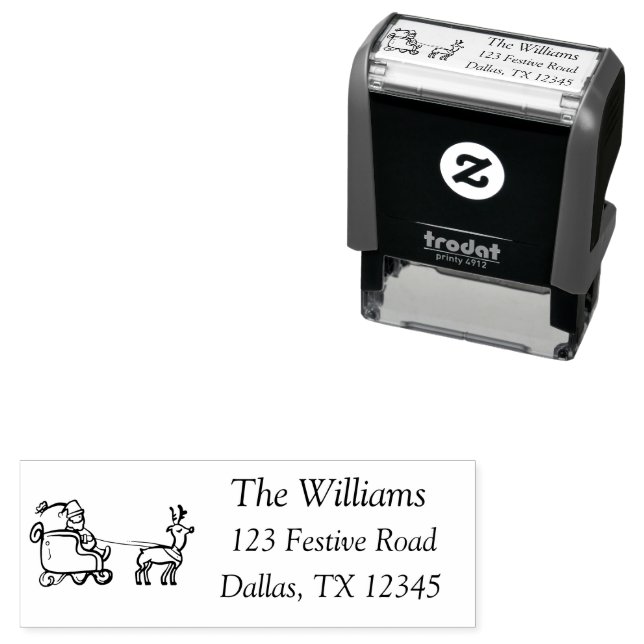 Christmas Santa Reindeer Sleigh  Self-inking Stamp (In Situ)