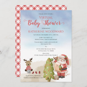 Christmas Santa   Reindeer Virtual Baby Shower Inv Invitation