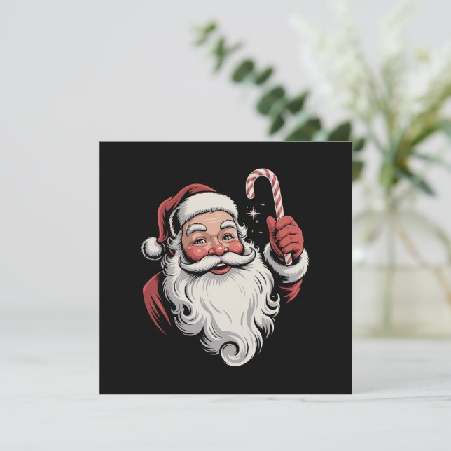 Christmas Santa Retro Gift Vintage Invitation (Standing Front)
