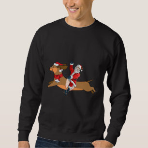 Christmas Santa Riding Dachshund Xmas Santa Claus Sweatshirt