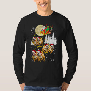 Christmas Santa Riding English Bulldog Xmas T-Shirt