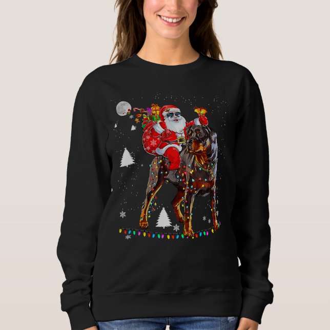 Christmas Santa Riding Rottweiler Sweatshirt (Front)