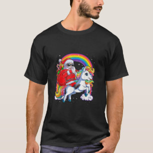 Christmas Santa Riding Unicorn Rainbow Xmas Girls T-Shirt