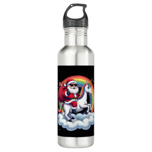 Christmas Santa Riding Unicorn Xmas Girls Women Ra 710 Ml Water Bottle