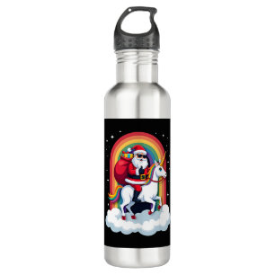 Christmas Santa Riding Unicorn Xmas Girls Women Ra 710 Ml Water Bottle