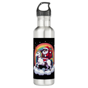 Christmas Santa Riding Unicorn Xmas Girls Women Ra 710 Ml Water Bottle