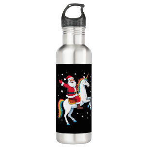 Christmas Santa Riding Unicorn Xmas Girls Women Ra 710 Ml Water Bottle