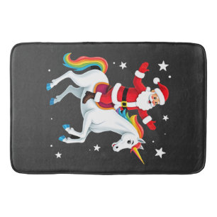 Christmas Santa Riding Unicorn Xmas Girls Women Ra Bath Mat