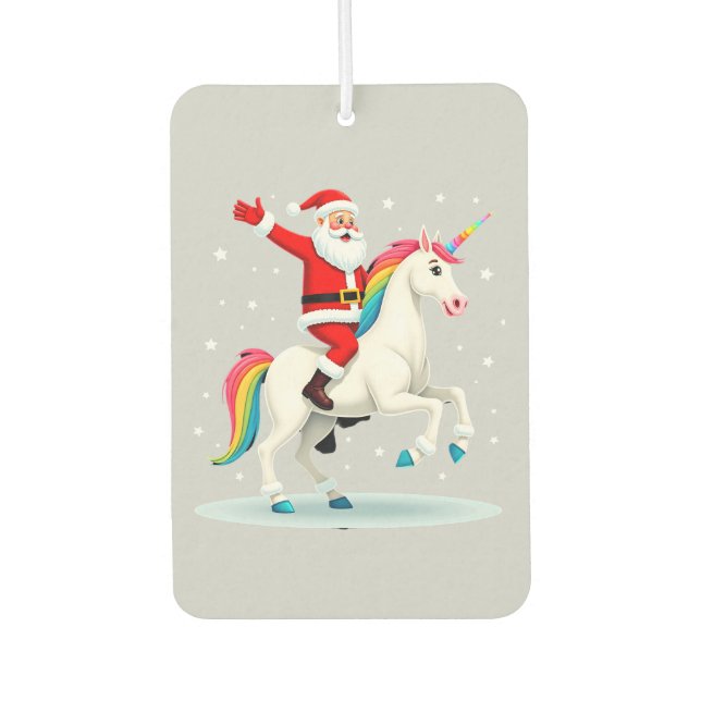 Christmas Santa Riding Unicorn Xmas Girls Women Ra Car Air Freshener (Front)