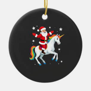 Christmas Santa Riding Unicorn Xmas Girls Women Ra Ceramic Tree Decoration