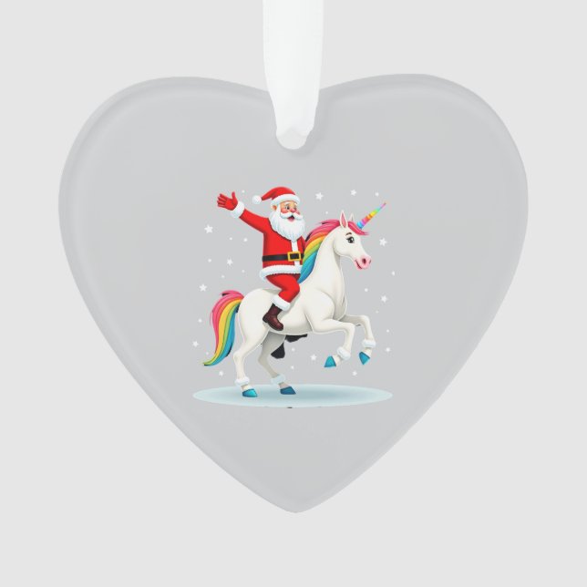 Christmas Santa Riding Unicorn Xmas Girls Women Ra Ornament (Front)