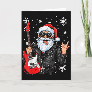 Christmas Santa Rock Hand Guitar Rocker Xmas Men B Card