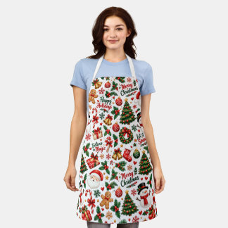 Christmas Santa Seamless Pattern Holiday Apron