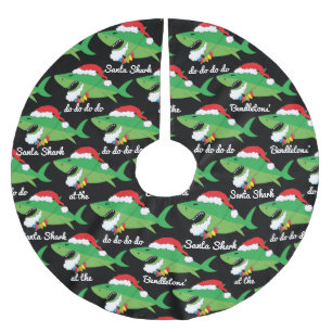 Christmas Santa Shark Brushed Polyester Tree Skirt