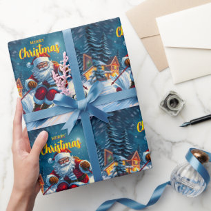 Christmas Santa Ski Wrapping Paper