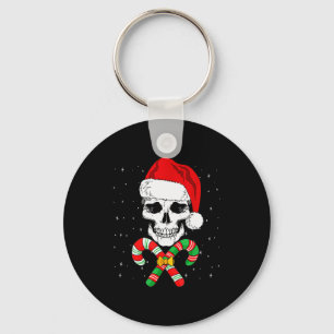 Christmas Santa Skull Xmas Candy Skull Wearing San Key Ring