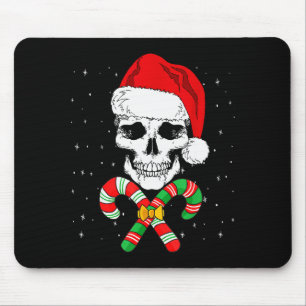 Christmas Santa Skull Xmas Candy Skull Wearing San Mouse Pad