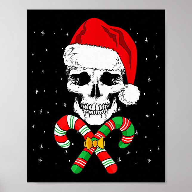 Christmas Santa Skull Xmas Candy Skull Wearing San Poster (Front)