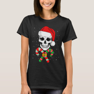 Christmas Santa Skull Xmas Candy Skull Wearing San T-Shirt