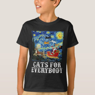 Christmas Santa Sleigh Cats For Everybody Starry N T-Shirt