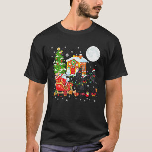 Christmas Santa Sleigh Reindeer Three Santa Cats S T-Shirt