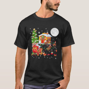 Christmas Santa Sleigh Reindeer Three Santa Horses T-Shirt