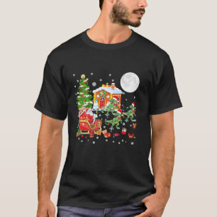 Christmas Santa Sleigh Reindeer Three Santa T rexe T-Shirt