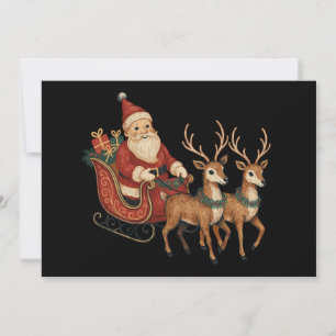 Christmas Santa Sleigh Reindeer Xmas Holiday Invitation