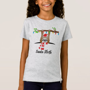Christmas Santa Sloth Hanging from a Branch T-Shirt