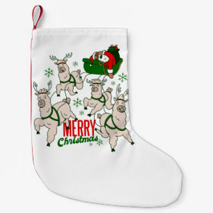 christmas santa sloth llamas small christmas stocking