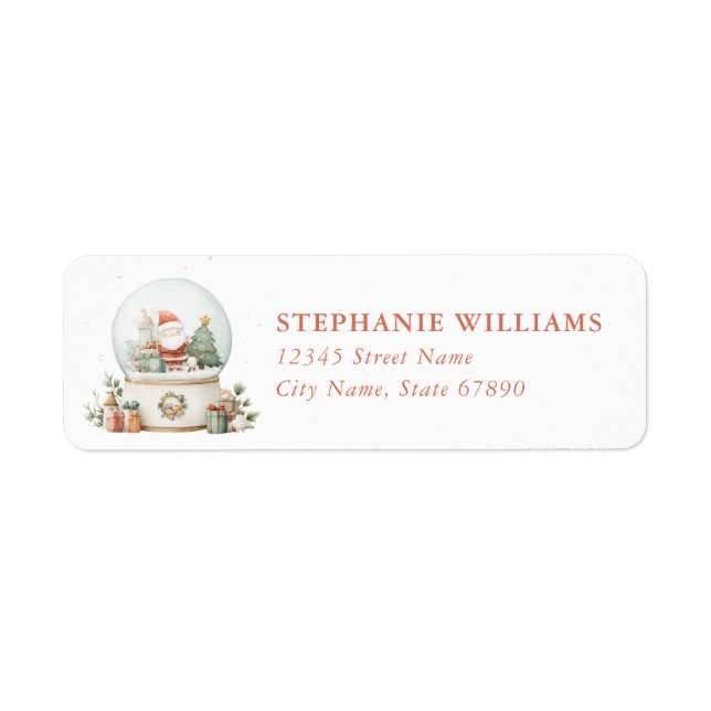 Christmas Santa Snow Globe Return Address Labels (Front)