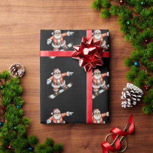Christmas Santa Snowboard Snowboarding Xmas Family Wrapping Paper