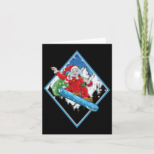 Christmas Santa Snowboarding Card